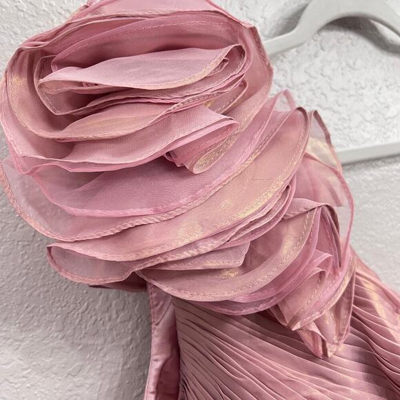 NWT $500 MAC DUGGAL 70173 PINK ONE SHOULDER MIDI DRESS Size 6 - Picture 6 of 14